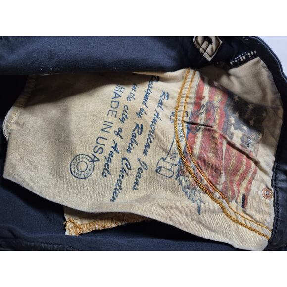 Robin's Jeans The Show Motorcycle W42 L35 Men Black White Coated Slim - Picture 8 of 10